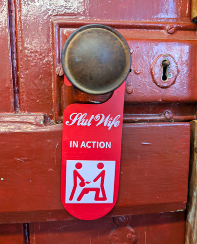 Novelty text door hanger sign - text,