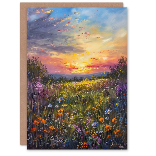 Wildflower meadow sunset - wildflower,