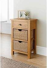 Wiltshire Solid Oak Console Table with 2 Baskets and 1 Drawer