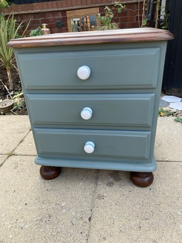 Solid pine drawer bedside - pine, 3-drawer