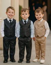 Boys Suits 4 Piece Waistcoat Suit Wedding Page Boy Baby Formal Party 3 Colours