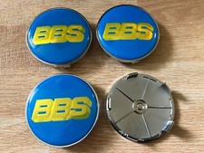 4x BBS 68mm Alloy Wheel Hub Centre Caps Cap , Blue / Gold 