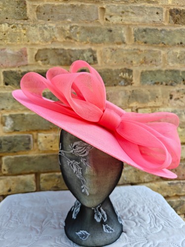 Coral pink large fascinator - pink,