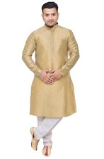 Men's Jacquard Gold Kurta