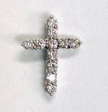 K18 White Gold Diamond Pendant D0.20 Cross Jewelry Used