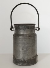 ANTIQUE QUART MILK CREAM STEEL CAN CHURN FARMHOUSE GARDEN PAIL SMALL 7 in 17.5cm