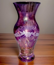 VTG Bohemia Etched Glass Vase