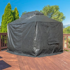 Domi 10'x12' Universal Winter Gazebo Cover w/Sidewalls and Mesh Windows(Black)
