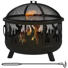 Outsunny Outdoor Fire Pit & BBQ Cooker Black, Refurbished