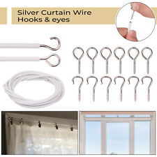 White Curtain Net Wire Cable with Hooks and Eyes Fittings Door Window 2-25m Cord