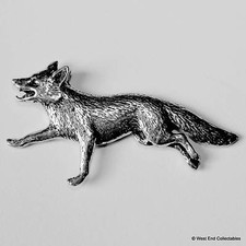Running Fox Pewter Pin Brooch