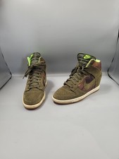 Nike Dunk Sky-Hi Wedge Trainers Camo Print UK 6.5 EU 40.5 Rare Green Suede