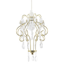 Polished Gold Shabby Chic Chandelier Style Pendant Shade with Acrylic by Happ...