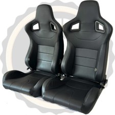 BB6 Reclining Tilting Bucket Sports Seats Pair Black Ideal DEFENDER 90 110 