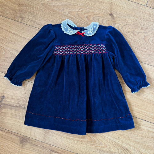 Michael navy velour smocked - navy,