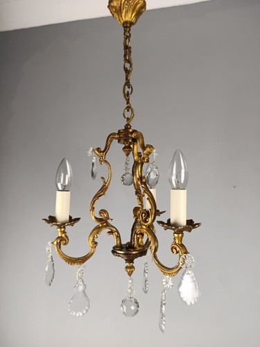 French gilded bronze crystal - french,