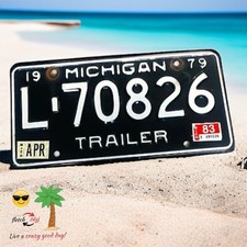 Vintage 1979 Michigan Trailer License Plate L-70826 Hot Rat Rod Trailer Travel
