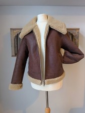 UK 6 8 Mango faux leather cropped aviator jacket boxy (xxs but XS) 70s inspired