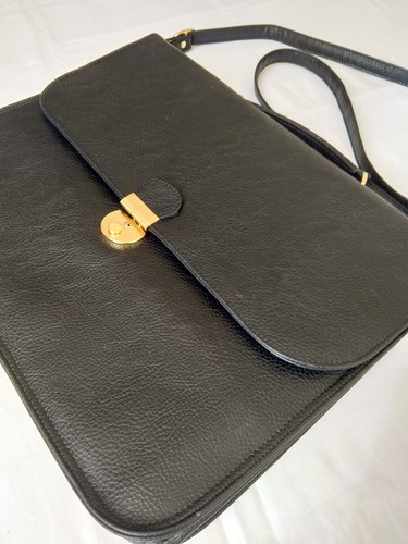 Black real leather - real, document