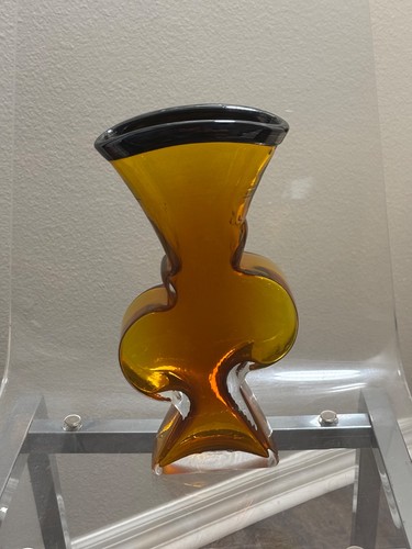 Vintage mcm amber art - mcm, glass
