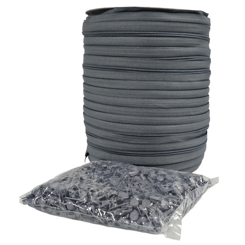 Dark grey continuous zip - grey,