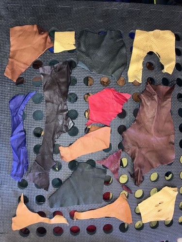 Leather scraps off - off, cuts
