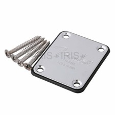 Chrome Fender style Neck Plate Fender Logo Seal w/ 4 Screw