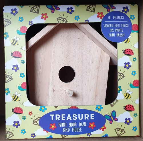 Wooden bird house with paints - house,