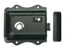 Old English Victorian Style Rim Bathroom Bedroom Lock Latch Black / Chrome Snib