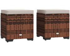 Set of 2 Rattan Footstool