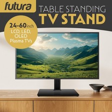 Futura TV Stand 24-75inch Swivel Height Adjustable Tempered Glass Base Table