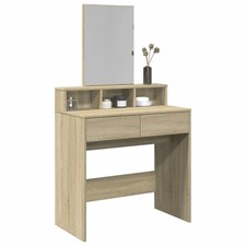 Modern Wooden Dressing Table Makeup Vanity Desk Table With Mirror & 2 Drawers