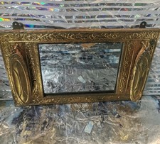 Wall Hanging Scottish Thistle Embossed Large Brass Hall Mirror 2 Clothes Brush 