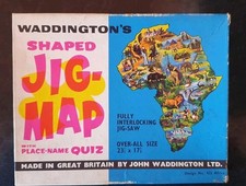 VINTAGE WADDINGTONS JIG-MAP AFRICA C No.422 w. place names quiz