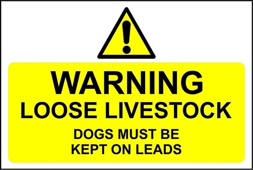 Warning loose livestock - , dogs