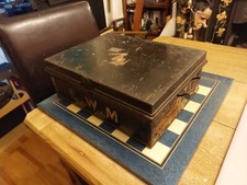 Antique Metal Deed Box With