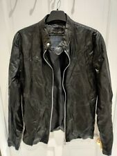 Zara Black Moto Faux Leather Jacket SIZE SMALL S CHEST 36  Stitch detail Good co