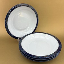 ONE Denby Baroque 8” Pasta Salad Soup Bowl Blue Rim Stoneware England Vintage