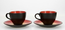Bockling Creative x 2 Orange & Red Cups & Saucers