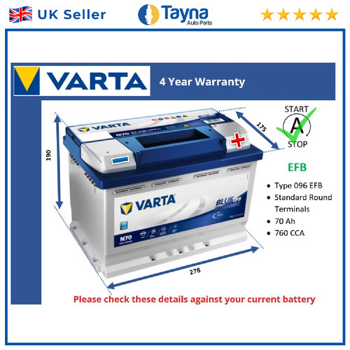 Efb car battery n70 varta - efb,