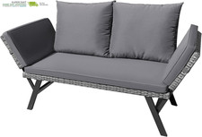  Woven Rattan Patio Furniture, Convertible Daybed or Double Chair with Adjustabl