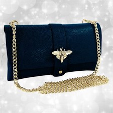 Toscanto Women's Shoulder Clutch Leather Bag Dark Blue OTTM803SB