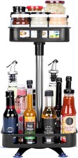 BELLE VOUS 2-Tier Rotating Spice Rack Organiser - Metal Carousel/Lazy Susan for