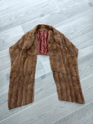 Vintage fur stole - vintage, satin