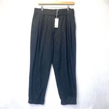 COS Pleated Dress Pants Womens 10P Petite Black Cuffed Cropped Trousers Office