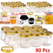 90PCS 45ml Hexagon Glass Jars