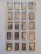 Full Sheet 20 x 5g Vintage Johnson Matthey Assayers Refiners  Silver 999 (601)