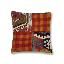 Vintage Kilim Cushion Cover 40x40 cm Square Wool Kelim Pillow Moroccan Decor