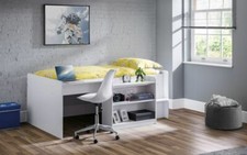 White 3ft Single Bed + Desk