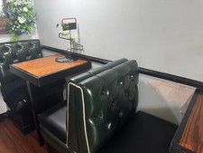 Retro Pub/Restaurant Booth Seating Green Leatherette with Tables Vintage Style